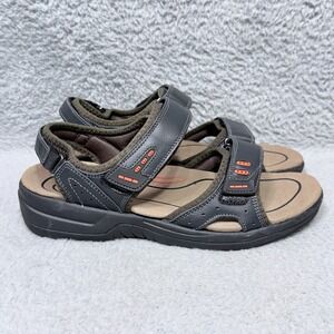 Orthofeet Cambria Mens Size 7 Extra Wide Sandals Shoes Black Brown Leather